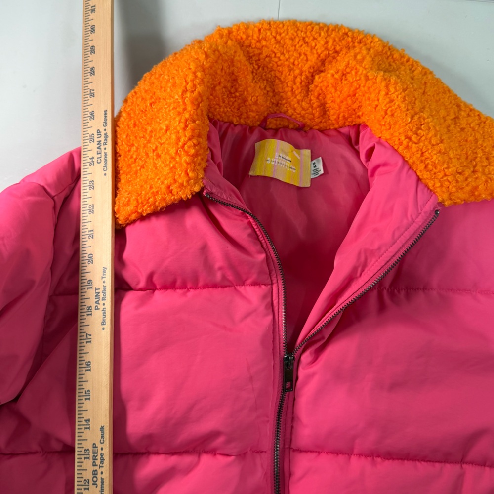 Urban Outfitters Women’s Duckie Faux Shearling Collar Puffer Jacket Size M Pink - Picture 8 of 8
